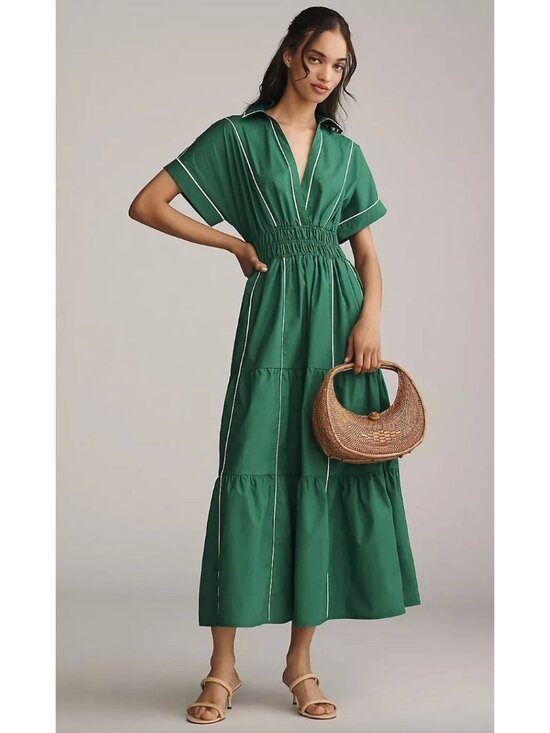Anthropologie Dresses & Skirts - Anthropologie Somerset Maxi Dress Size XL Green Collared